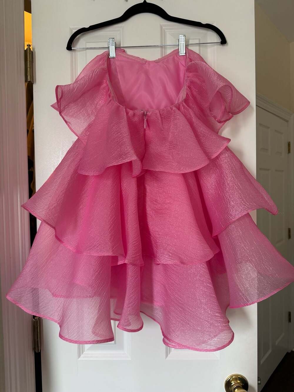 Herringstones Dee Dee Boutique brand Pink Strapless Tiered Organza Mini Dress - Picture 4 of 7